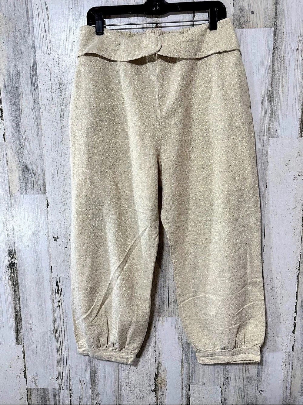 FRENCH Sparkle Trouser Pants in Cream Size Medium Like New